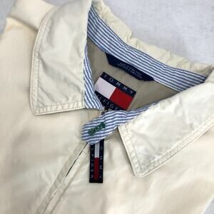 Vintage Tommy Hilfiger Jacket Mens Size L Yellow Full Zip Harrington Crest Logo